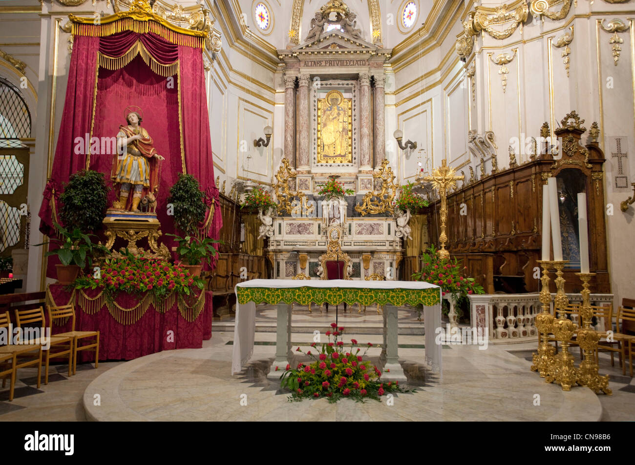 Altar, inside the church of Positano, Amalfi coast, Unesco World Heritage site, Campania, Italy, Mediterranean sea, Europe Stock Photo