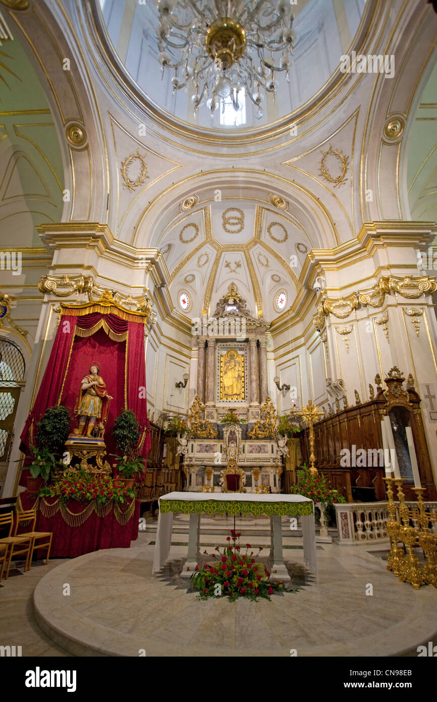 Altar, inside the church of Positano, Amalfi coast, Unesco World Heritage site, Campania, Italy, Mediterranean sea, Europe Stock Photo