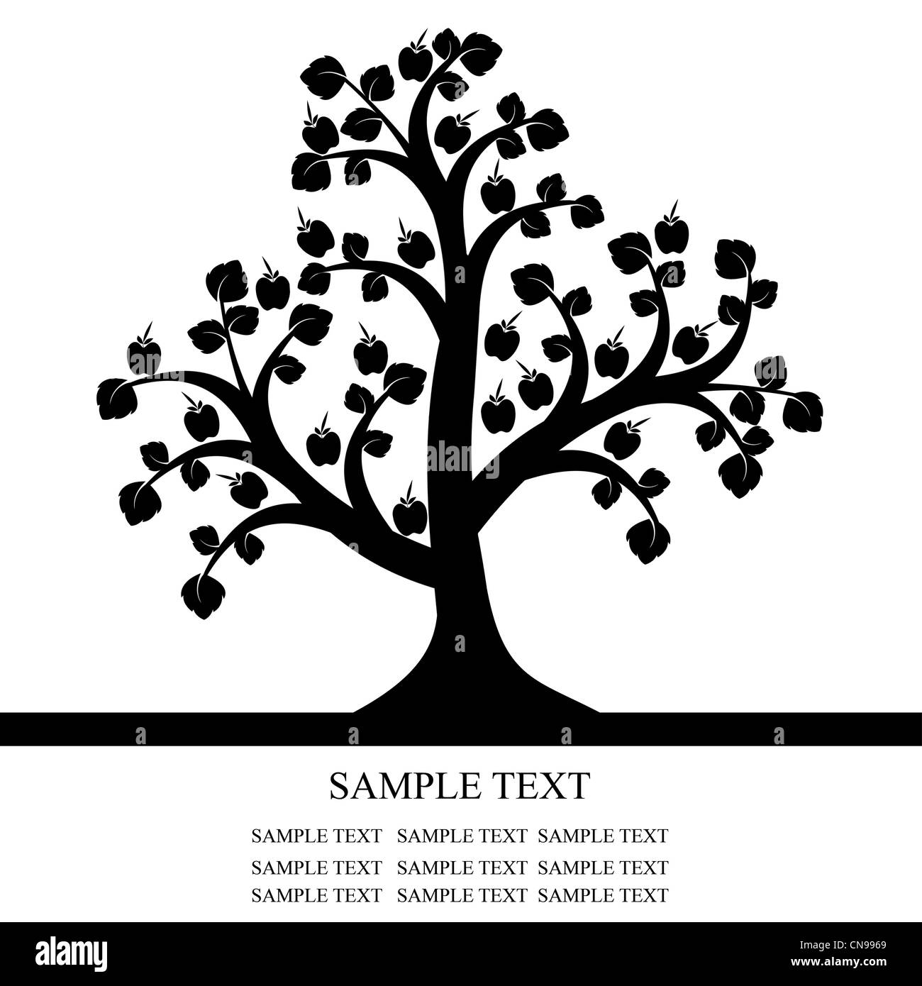 Apple tree isolated on black background Stock Photo - Alamy