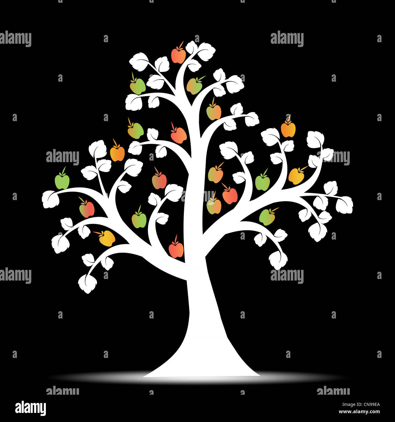 Apple tree isolated on black background Stock Photo - Alamy