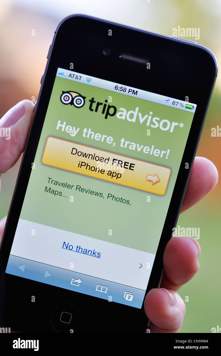 iPhone - Tripadvisor hotel reviews Stock Photo