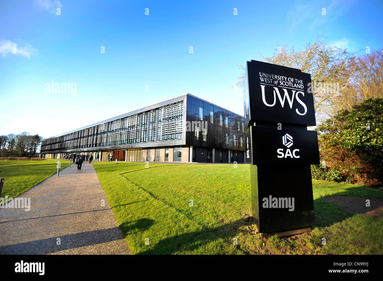 Exterior view of the new University of West of Scotland campus in Ayr, Ayrshire, Scotland. Stock Photo