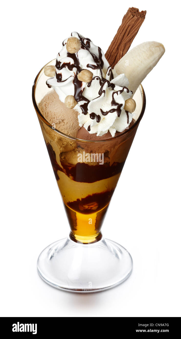 Special sundae ice cream cut-out cut out Stock Photo