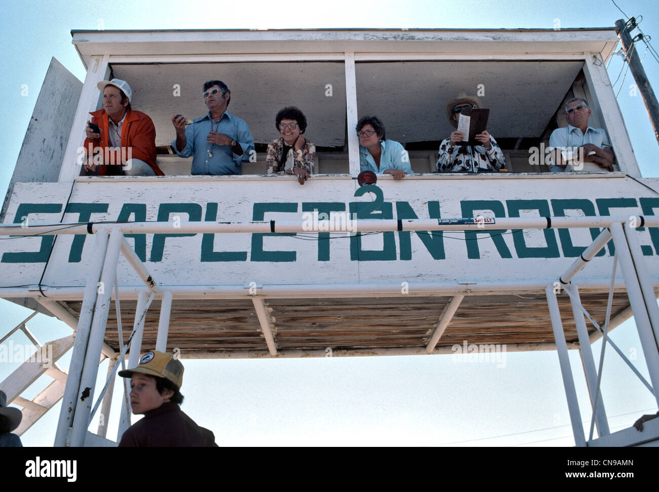 Stapleton Nebraska Rodeo observation booth taken in 1973 Stock Photo