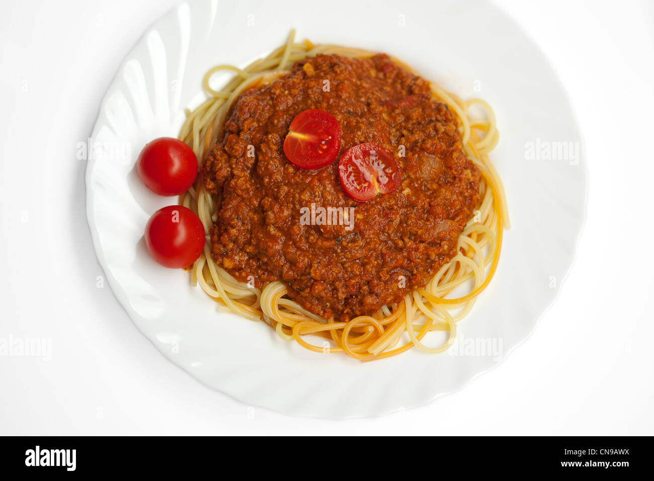 Spaghetti Bolognese With Fresh Tomatoes Italian Cuisine Stock Photo Alamy