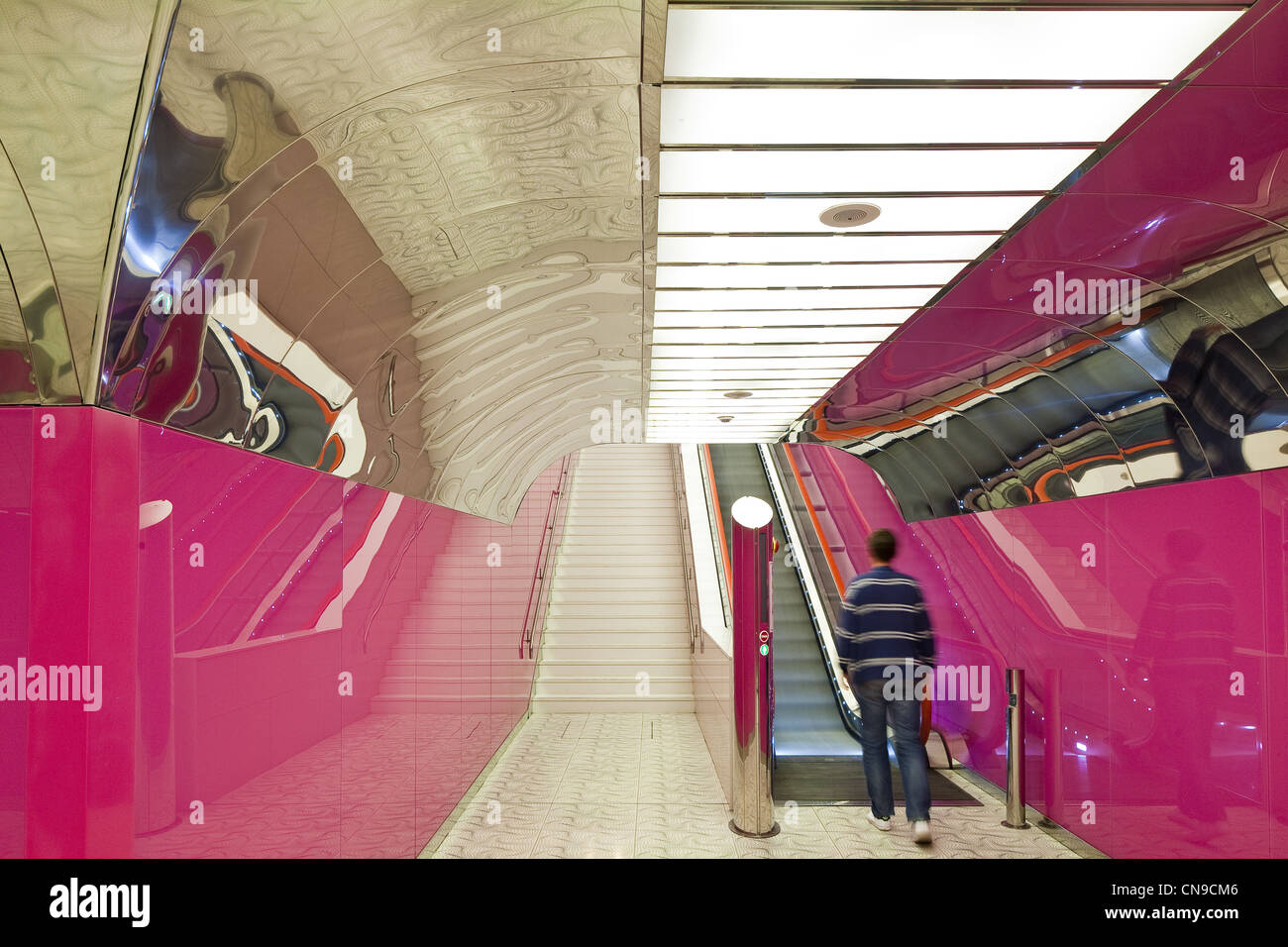 Italy, Campania, Naples, subway station Universita (line 1), built by designer Karim Rashid, opened in 2011 Stock Photo