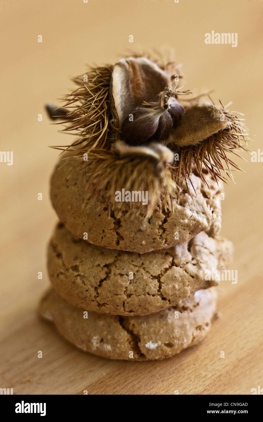 France, Ardeche, Saint Privat, Chestnut macaroons, the châtaignettes Stock Photo