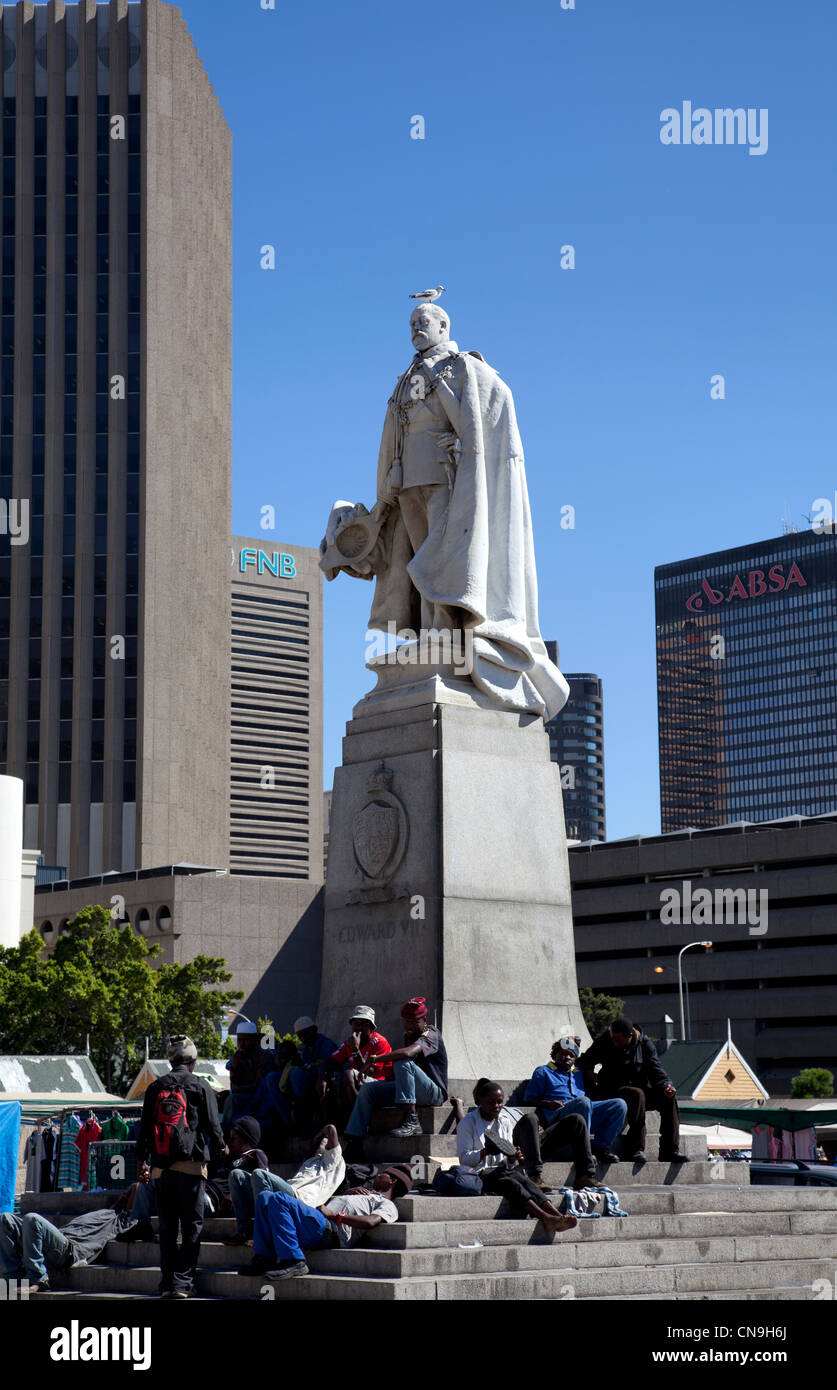 Black men Gather at Edward VII statue in Grand Parade , Cape Town