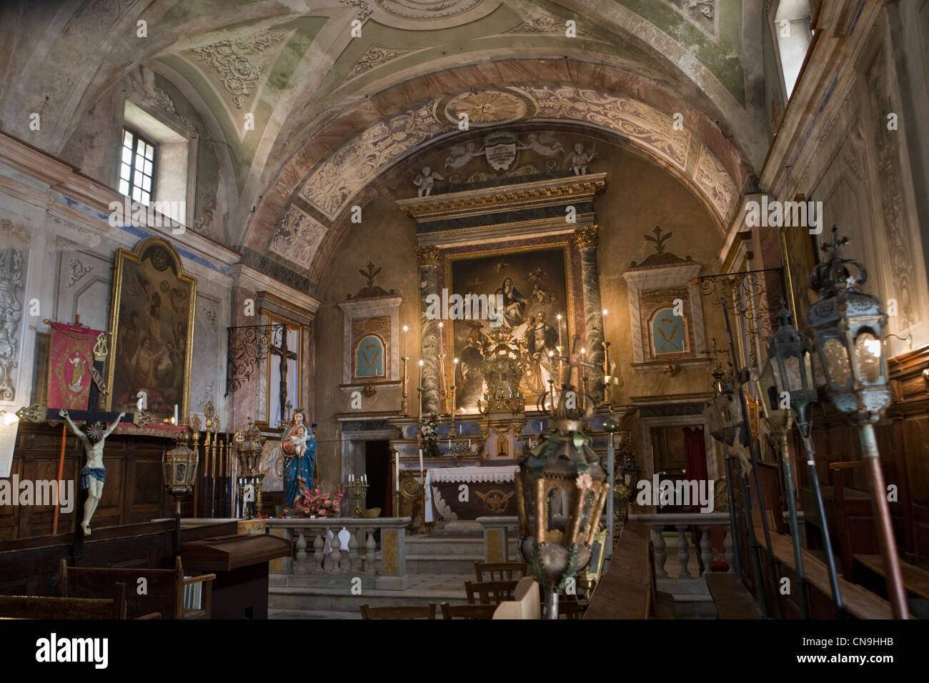 France, Alpes Maritimes, Sospel, White Penitents chapel or Holy Cross Chapel Stock Photo