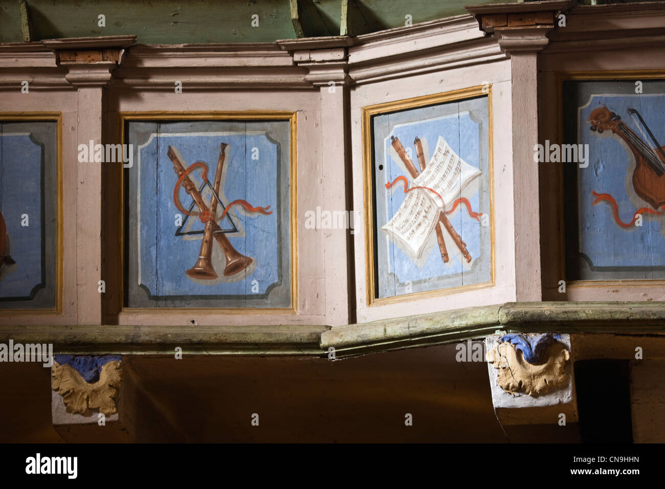 France, Alpes Maritimes, Sospel, White Penitents chapel, baroque decoration detail Stock Photo