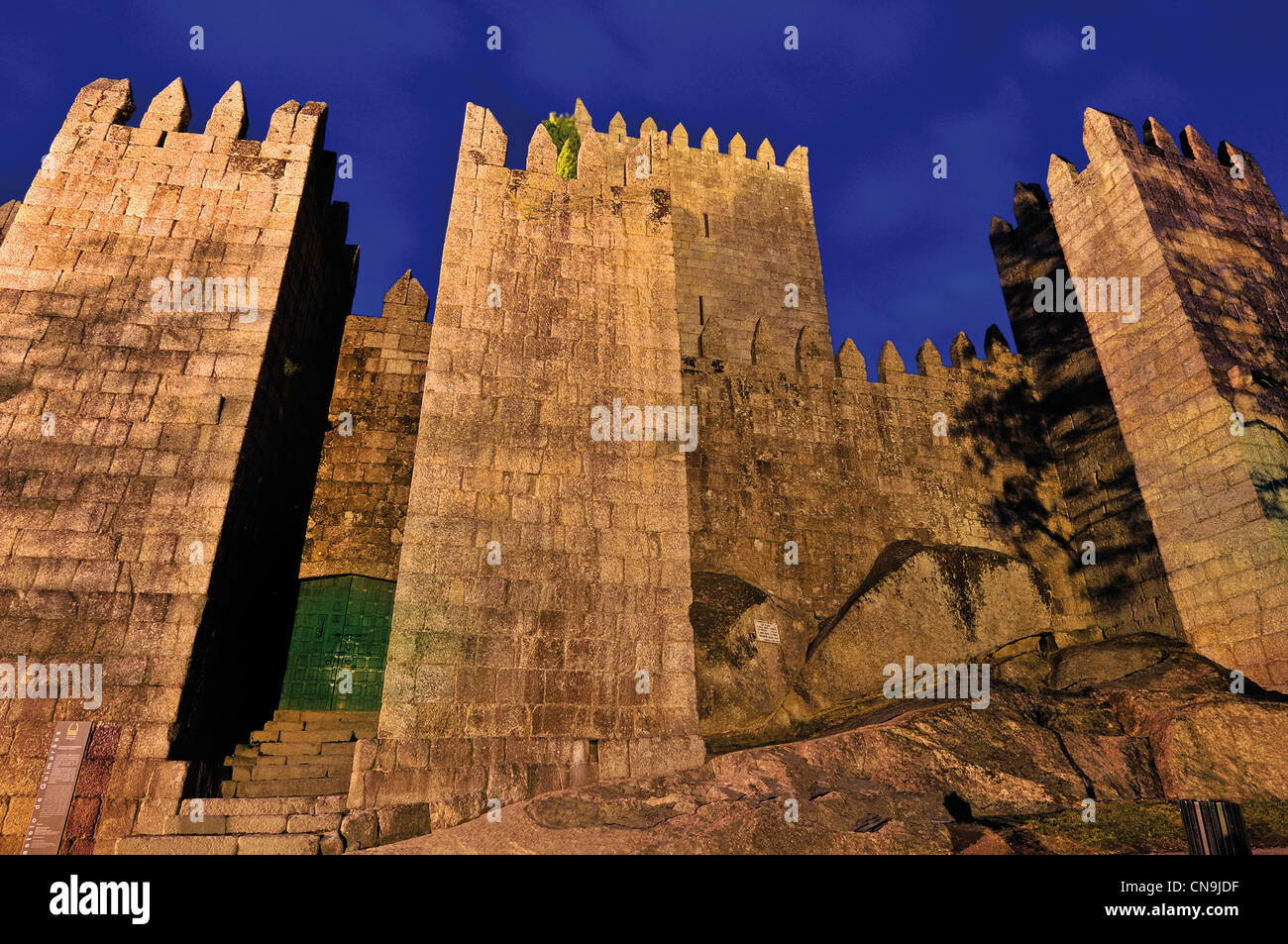 Portugal: Medieval Castle in the European Cultural Capital 2012 Guimaraes Stock Photo