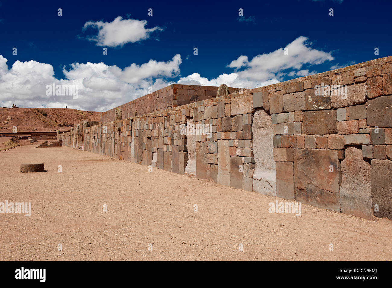 wall of Kalasasaya temple, pre-Inca site Tiwanaku, UNESCO World Heritage Site, La Paz, Bolivia, South America Stock Photo