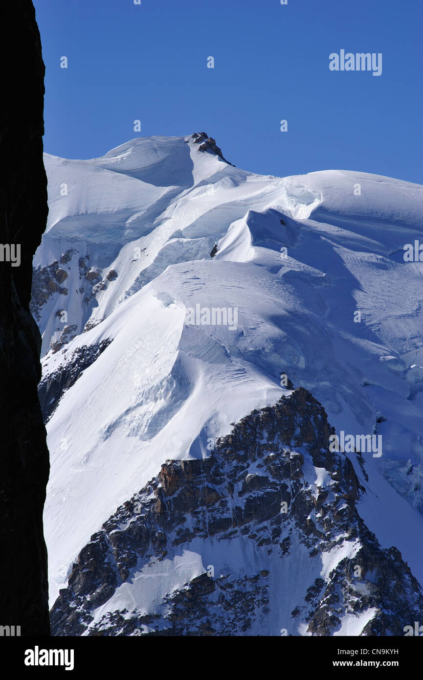 Aiguille du midi seen from chamonix mont blanc hi-res stock photography ...