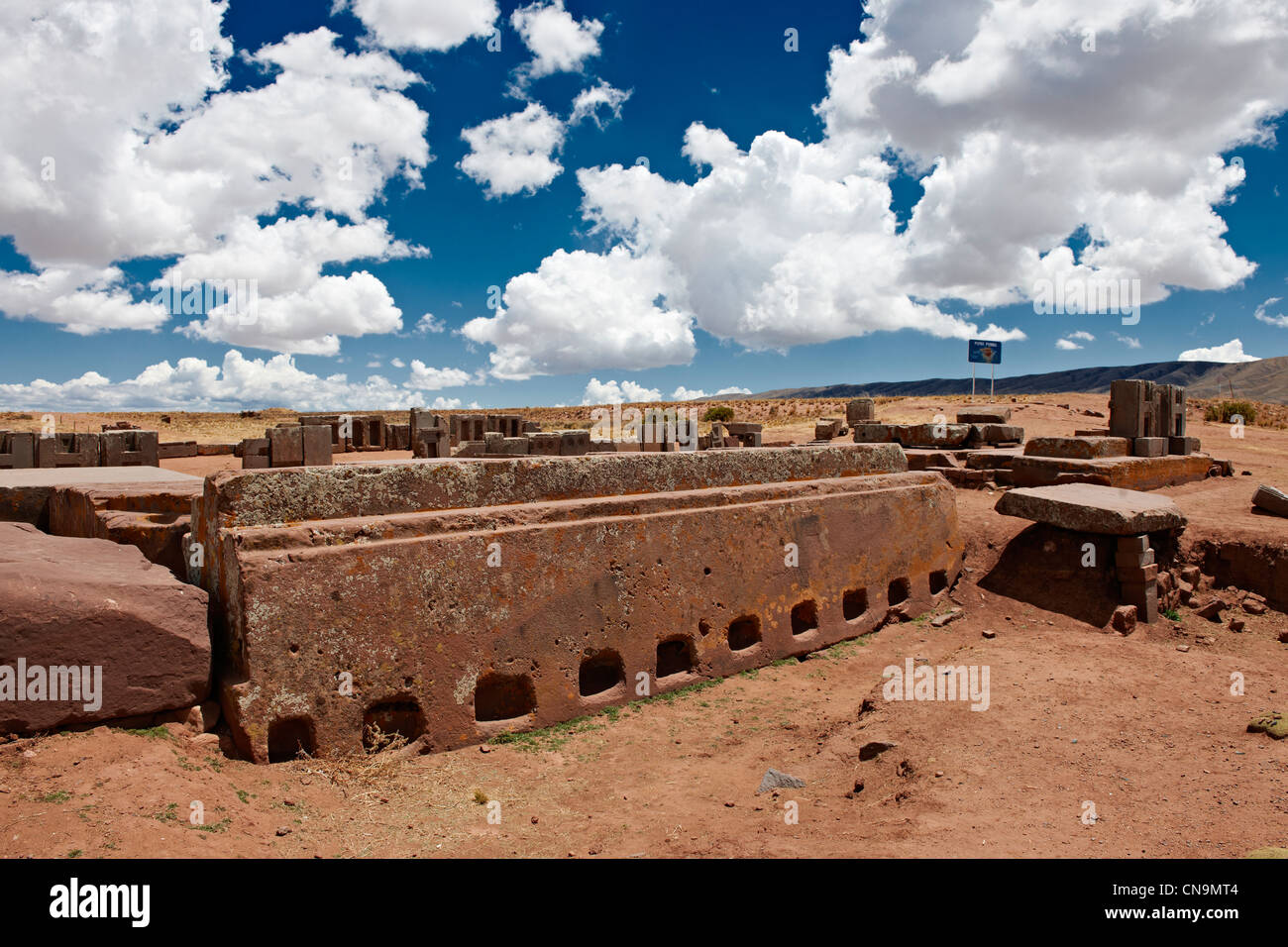 pre-Inca site Tiwanaku, aera Puma Puncu, UNESCO World Heritage Site, La Paz, Bolivia, South America Stock Photo