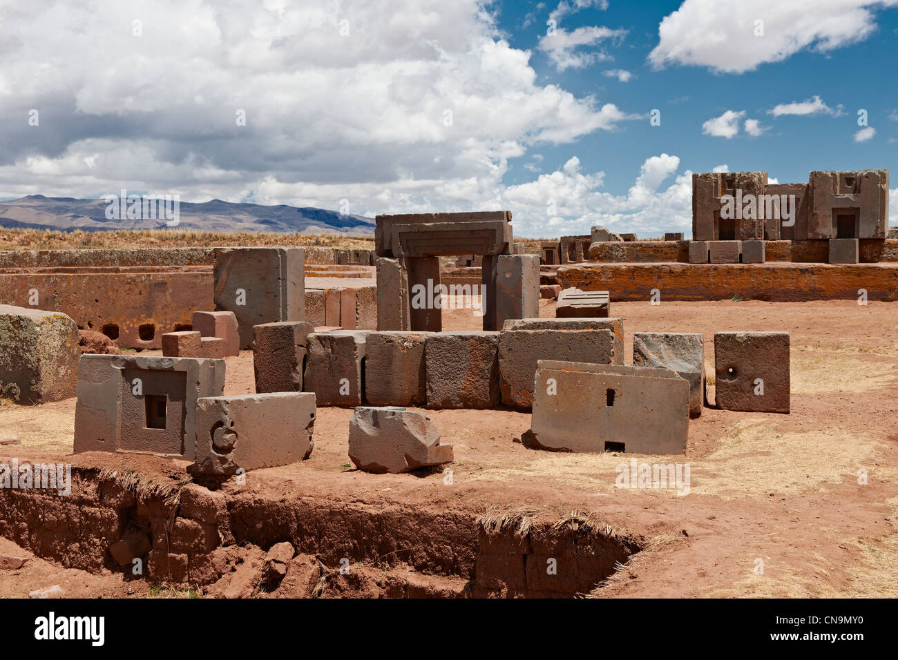 pre-Inca site Tiwanaku, aera Puma Puncu, UNESCO World Heritage Site, La Paz, Bolivia, South America Stock Photo