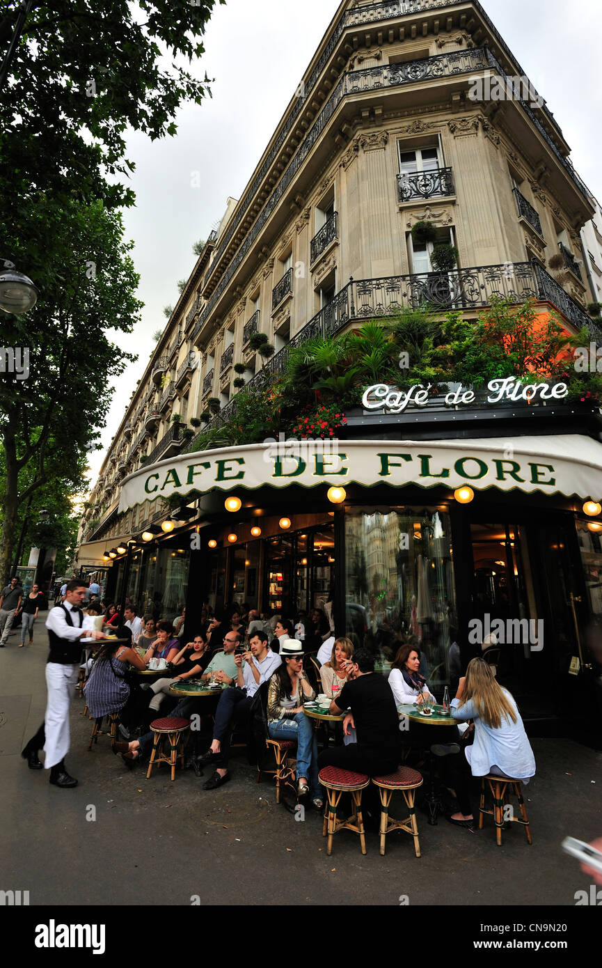 France, Paris, St Germain district, Cafe de Flore Stock Photo - Alamy