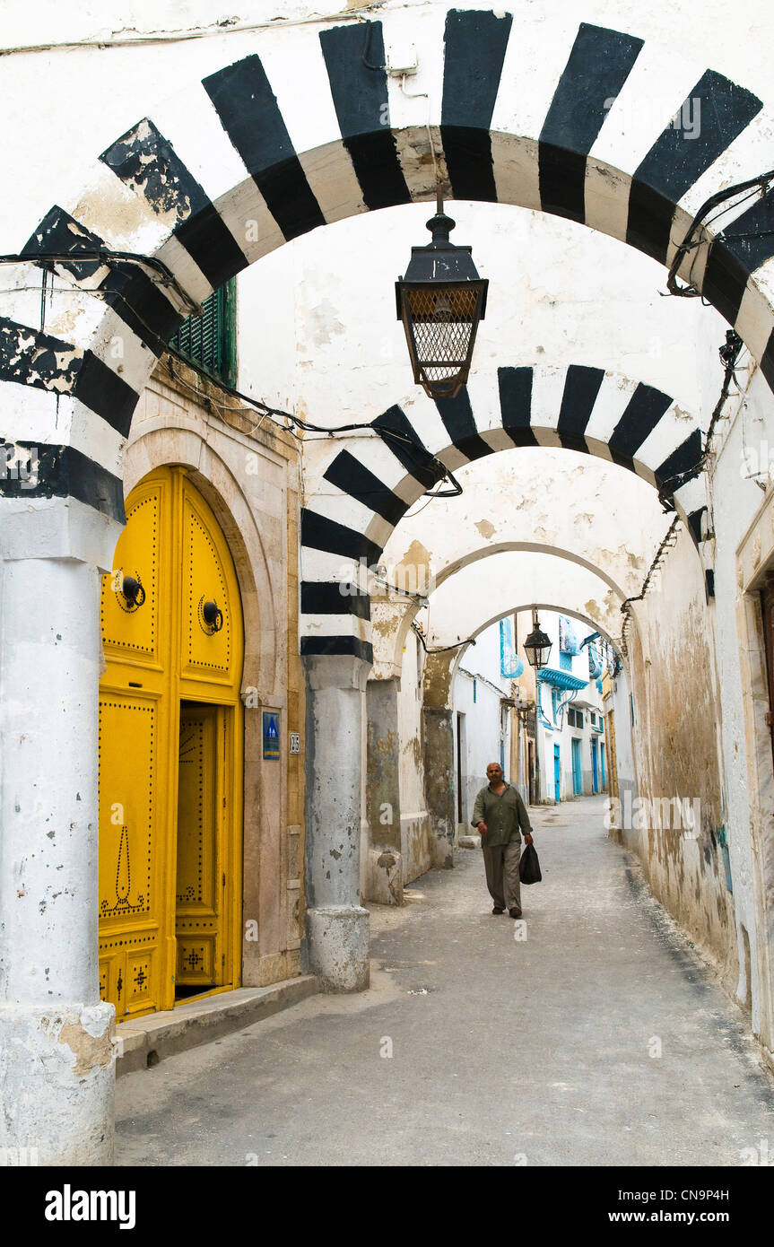 Tunisia, Tunis medina listed as World Heritage by UNESCO, lane Stock Photo