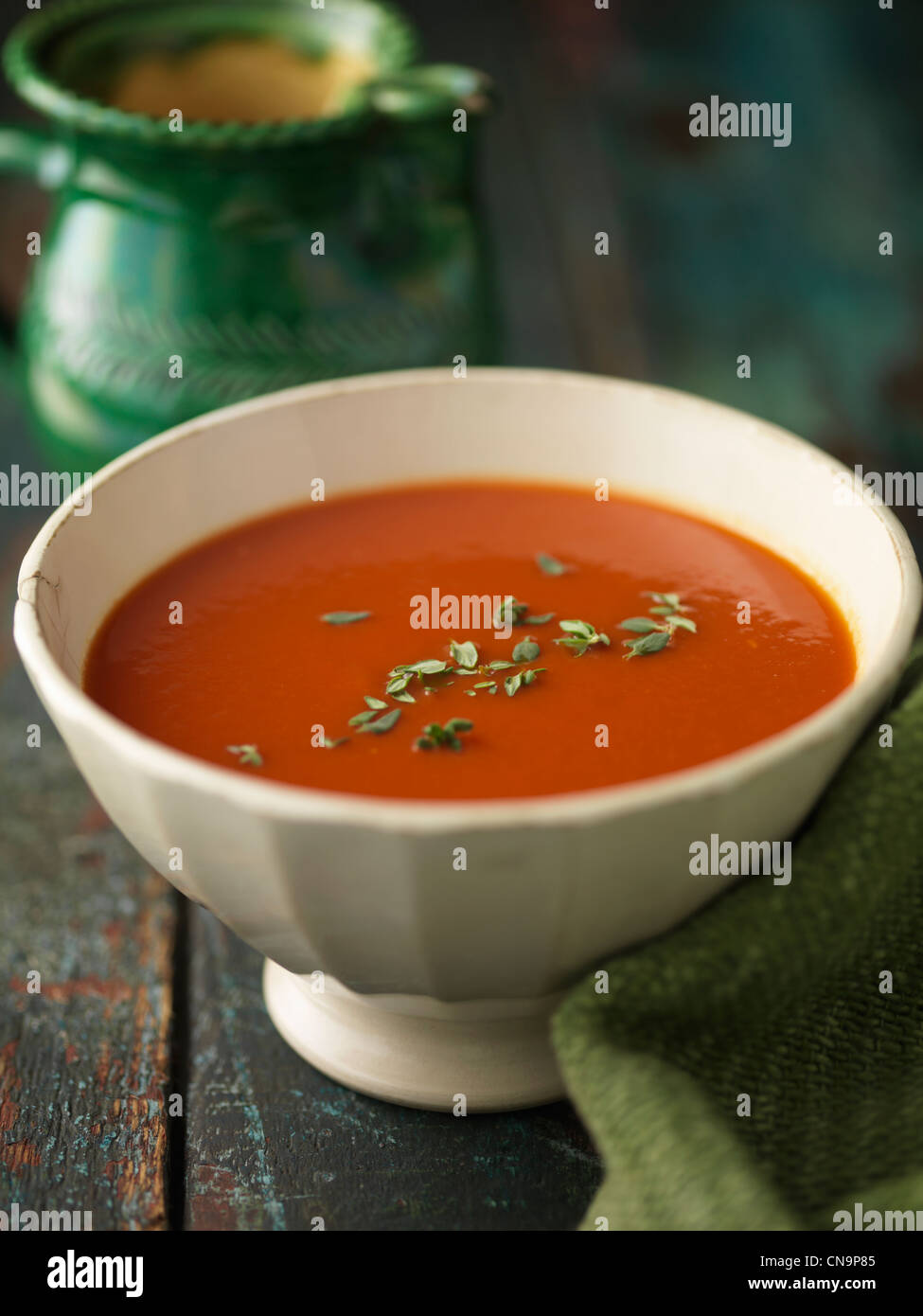 Close up of bowl of tomato soup Stock Photo Alamy
