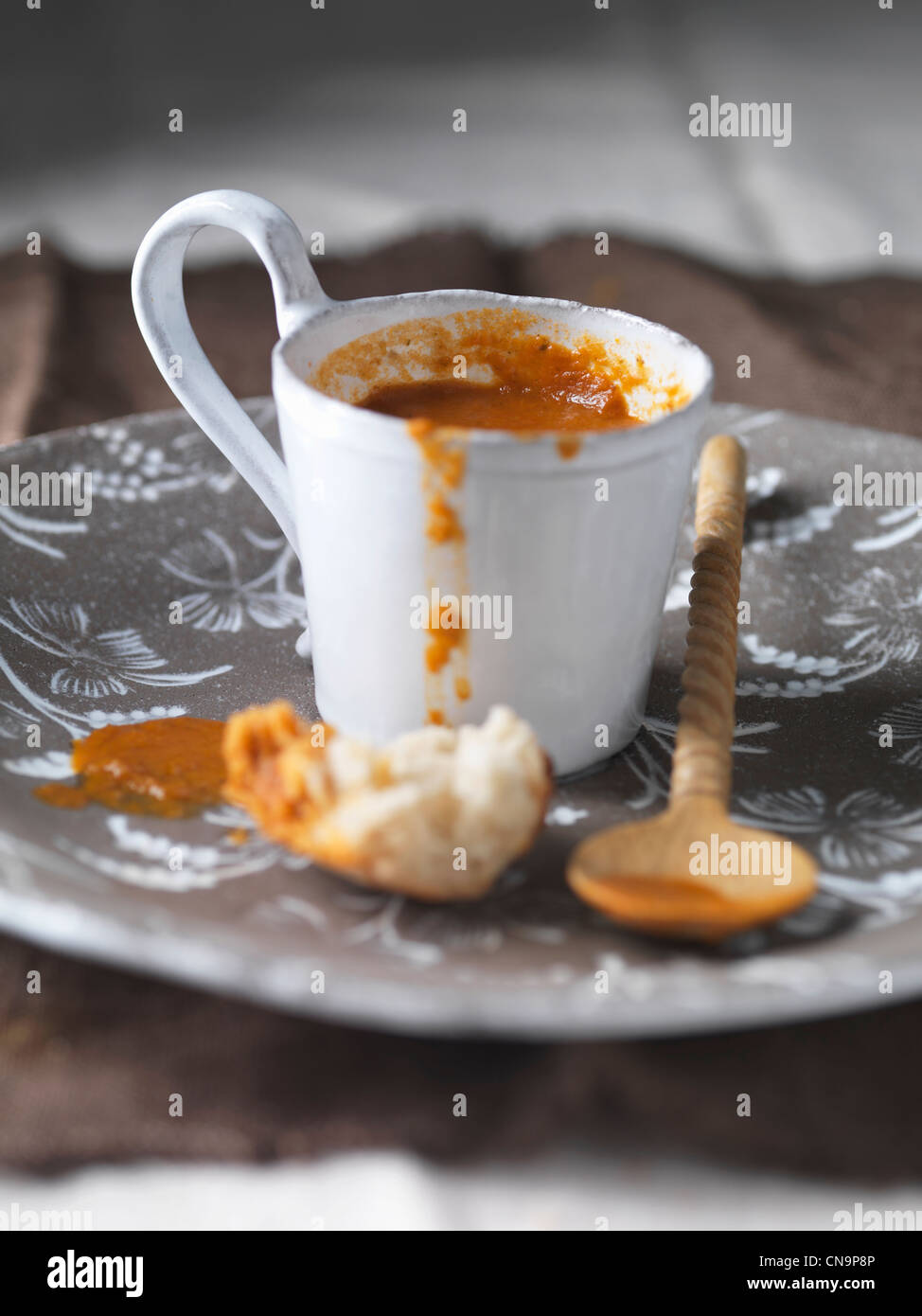 Close up of mug of tomato soup Stock Photo