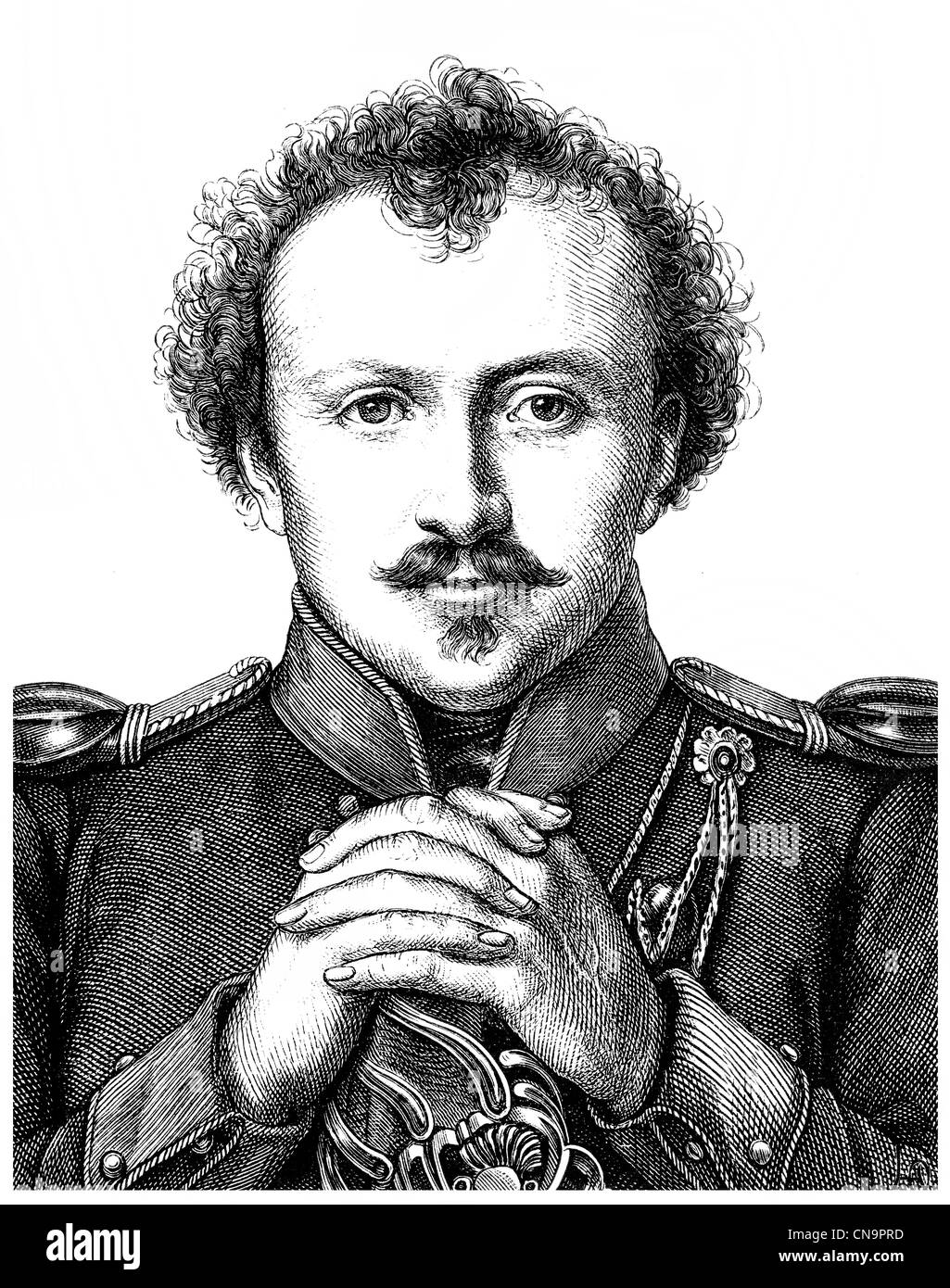 Historical drawing, 19th century, Friedrich Heinrich Karl La Motte