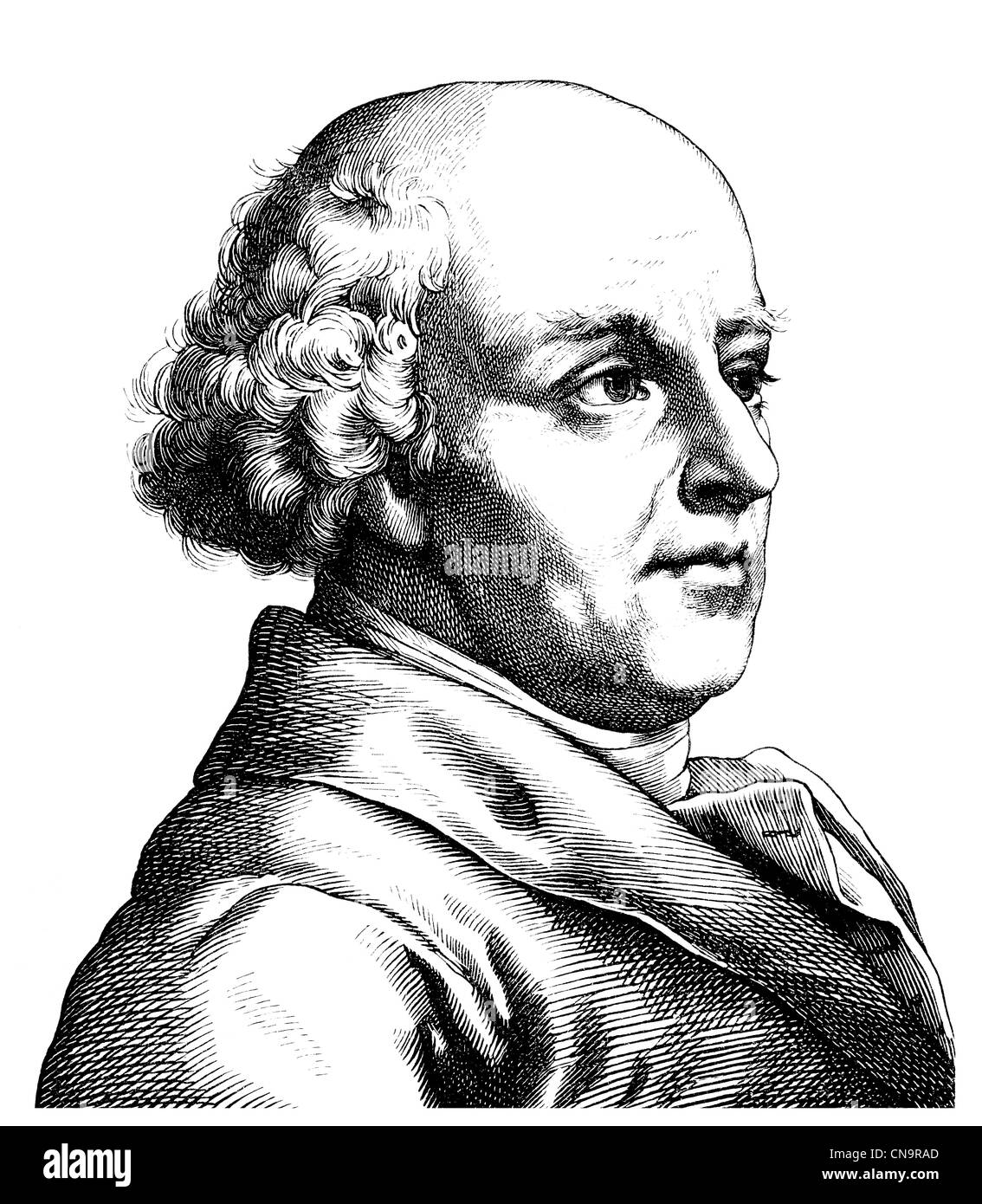 Christian Friedrich Samuel Hahnemann, 1755 - 1843, a German physician, medical scripture, translator and founder of homeopathy Stock Photo
