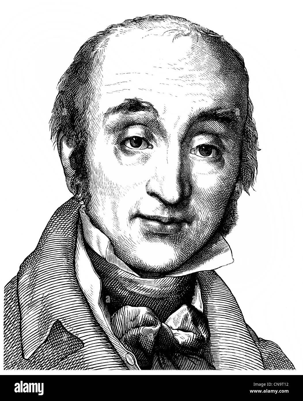 Historical drawing, Johann Gottlob Nathusius, 1760 - 1835, a German businessman, entrepreneur and landowner Stock Photo