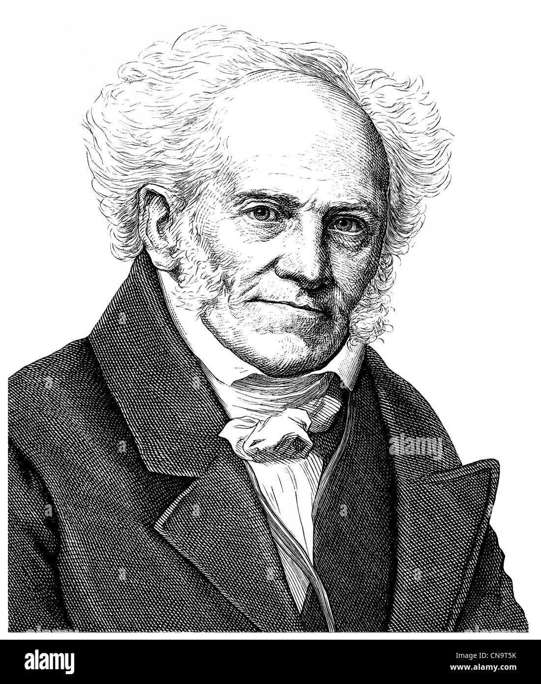 Historical drawing, 19th century, Arthur Schopenhauer, 1788 - 1860, a German philosopher, author and university lecturer Stock Photo
