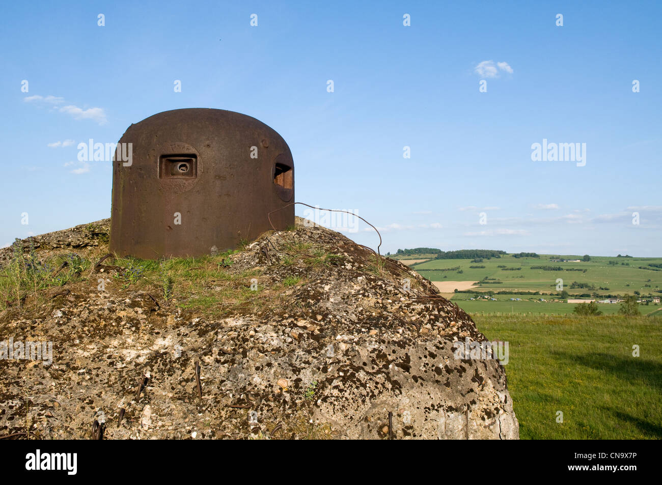 France, Ardennes, Villy la Ferte, fort of the Maginot line, the turret of fight Stock Photo