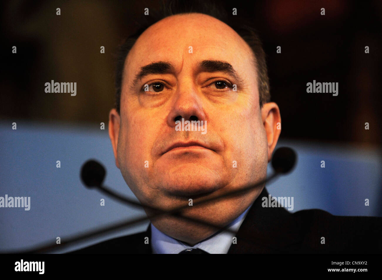 Scottish First Minister Alex Salmond launches the SNP plans for a referendum on Scottish Independence at Edinburgh Castle. Stock Photo