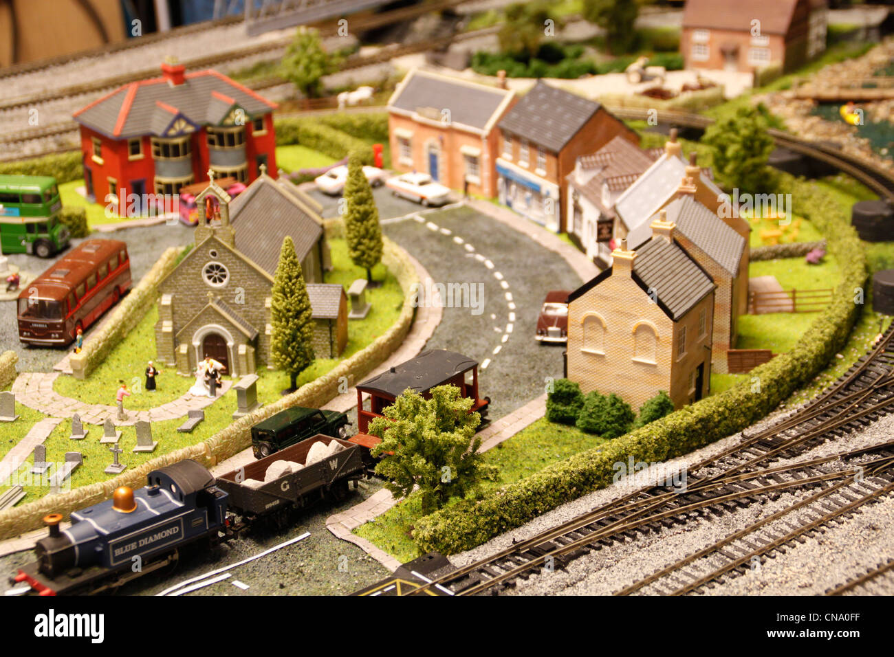 Model railway village Stock Photo