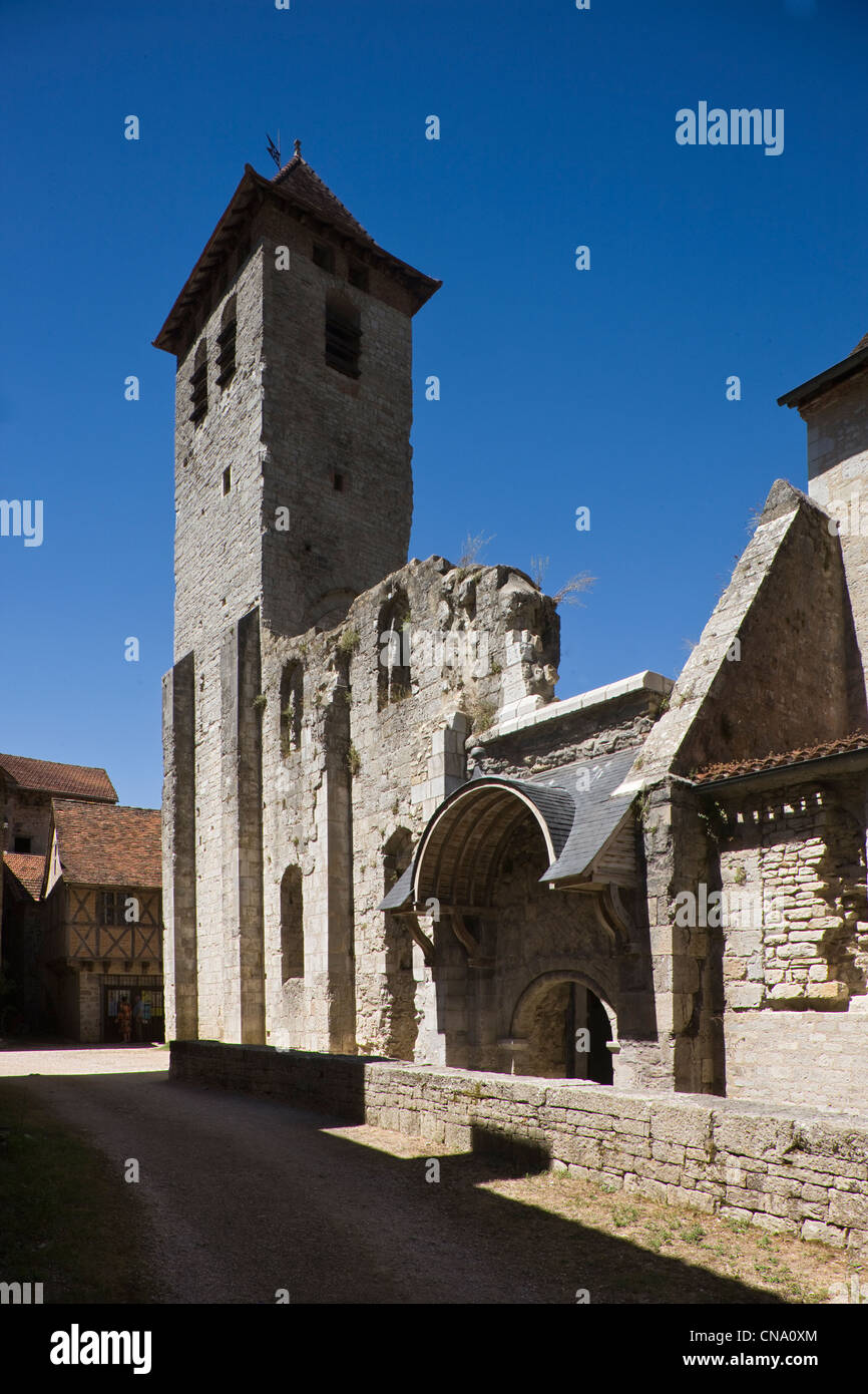 France, Lot, Marcilhac sur Cele, Belltower of the old abbey Stock Photo