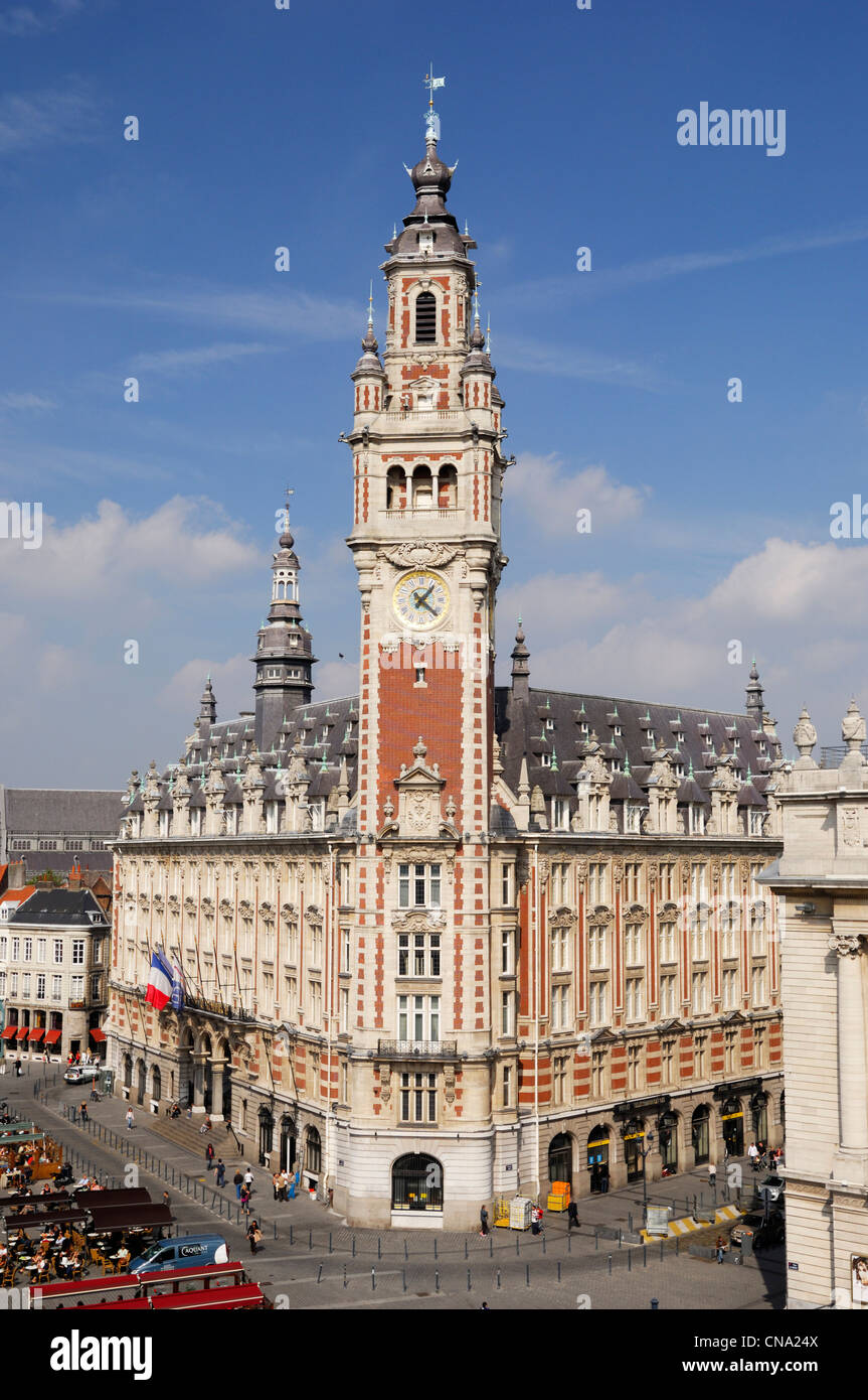 France, Nord, Lille, the Chamber of Commerce and Industry of Lille (CCI) and it's belfry Stock Photo