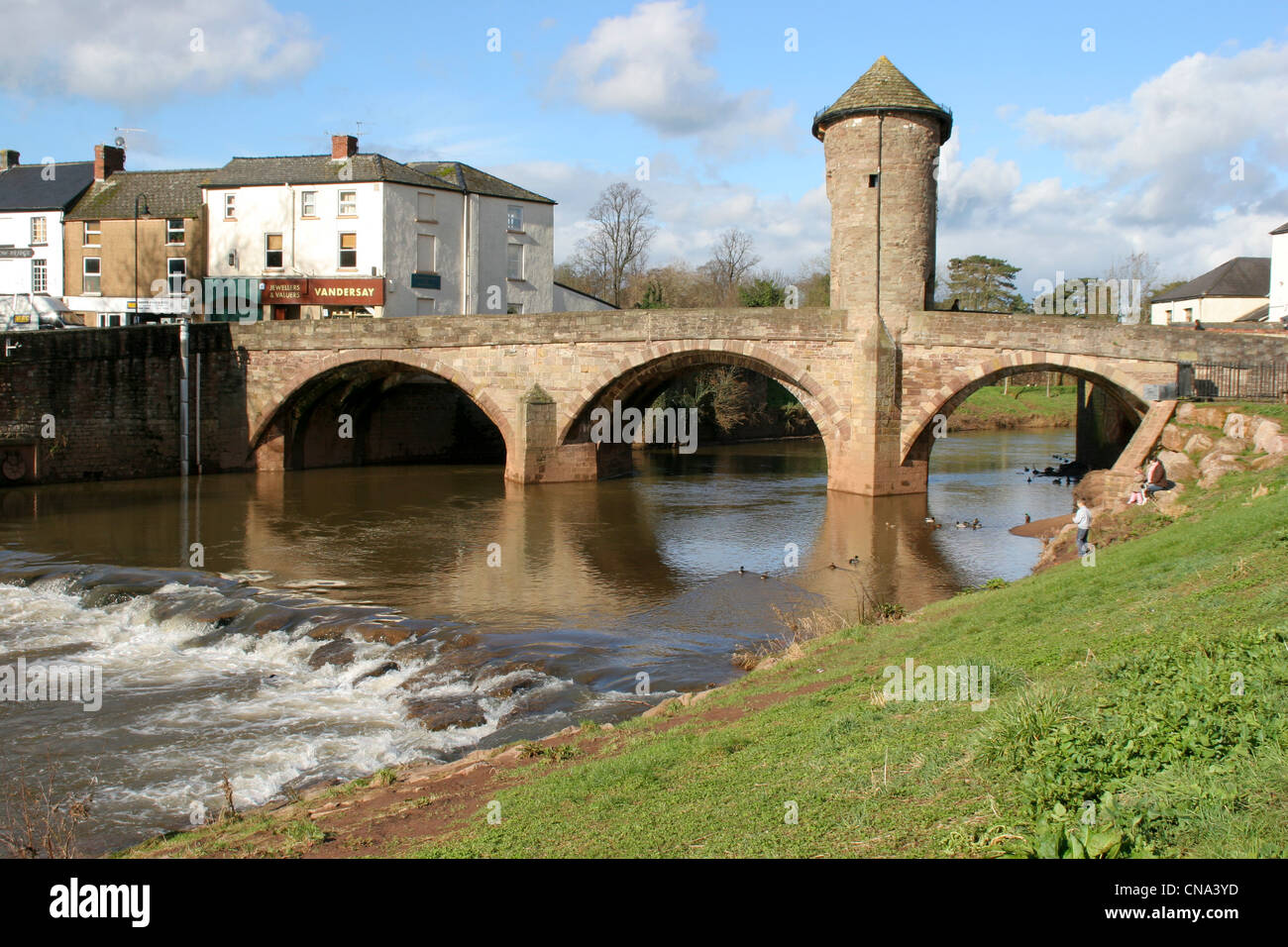 Fortified gatehouse Monnow Bridge Monmouth Monmouthshire Wales Stock