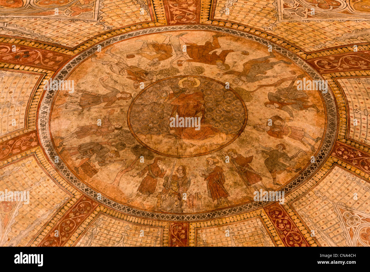 France, Lot, Cahors, Saint Etienne Cathedral, Dome Pendant on details of frescoes Stock Photo