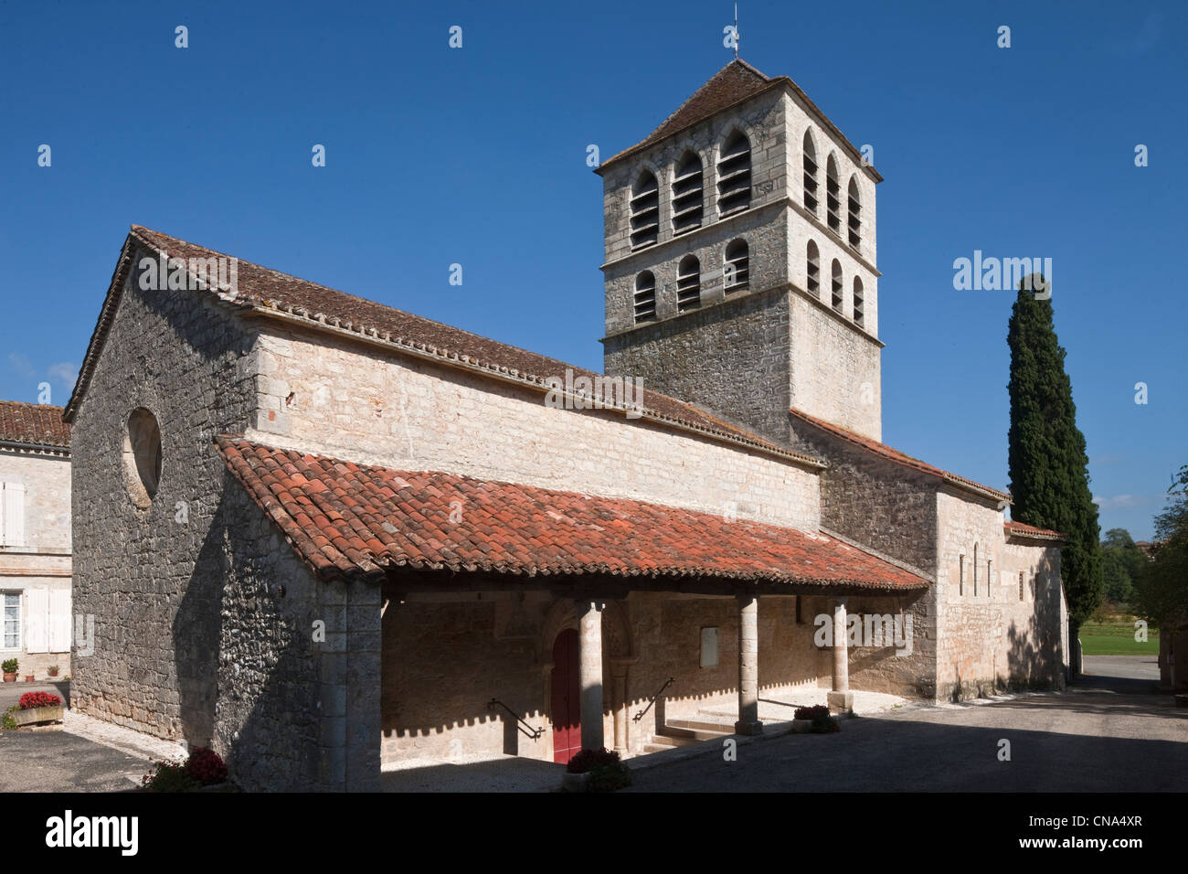 France, Lot, Caillac, Romanesque church Stock Photo