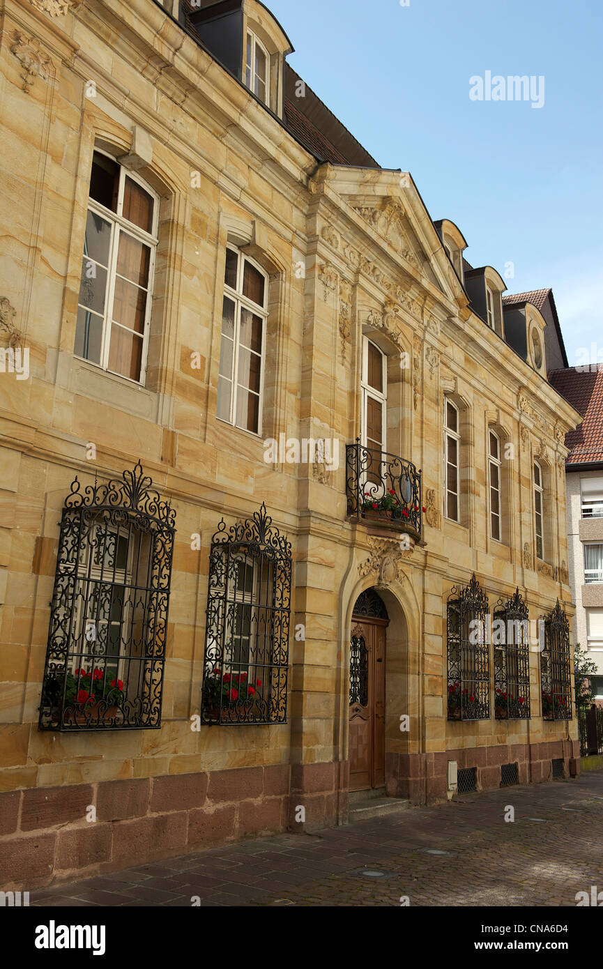 France, Haut Rhin, Mulhouse, Rue des Franciscains, Maison Loewenfels, old mansion house built in 1764 Stock Photo