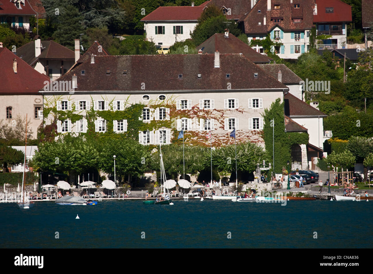 France, Haute Savoie, Talloires, the Abbey Hotel Restaurant Stock Photo