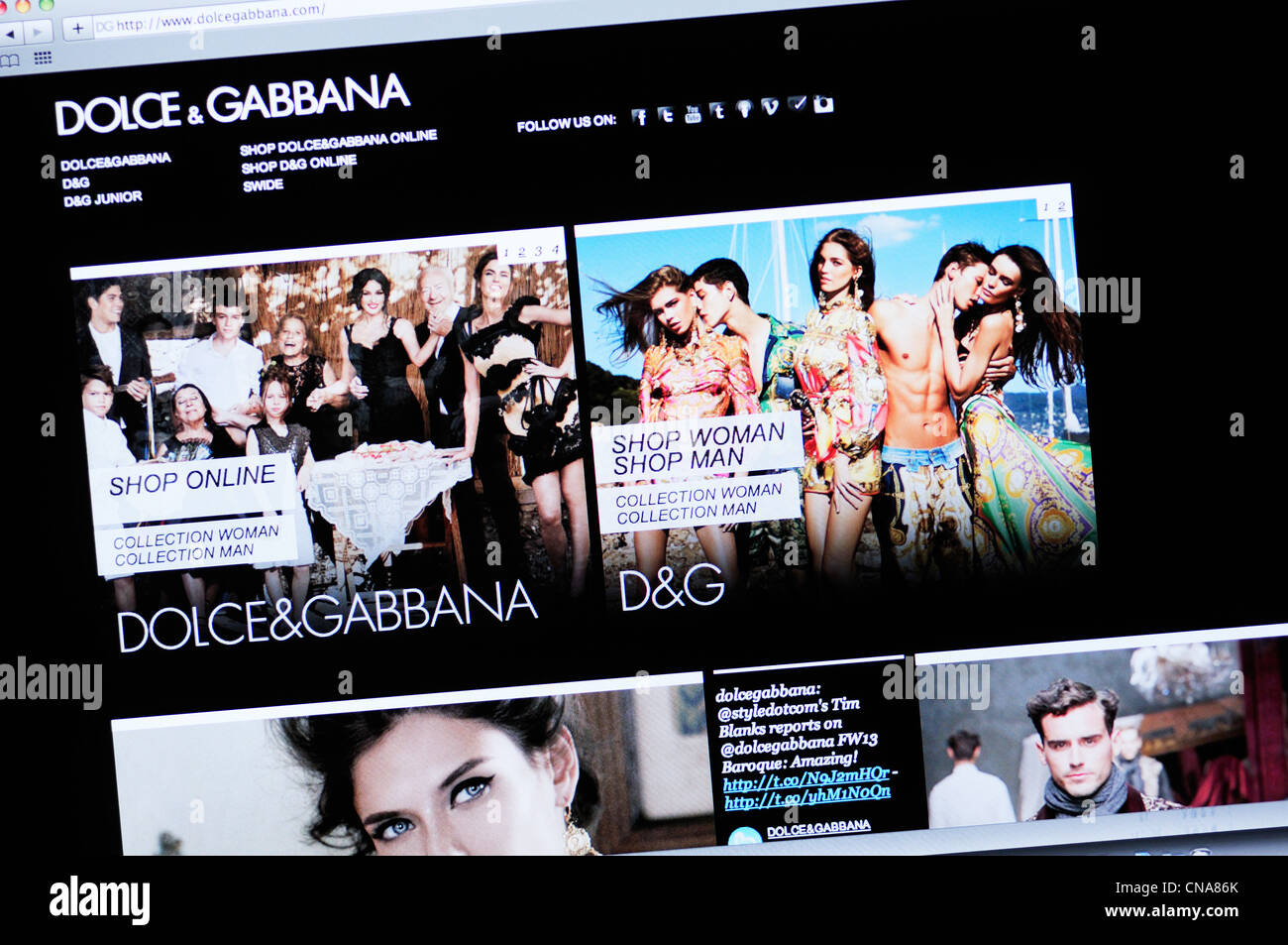 Dolce \u0026 Gabbana Apparel website Stock 