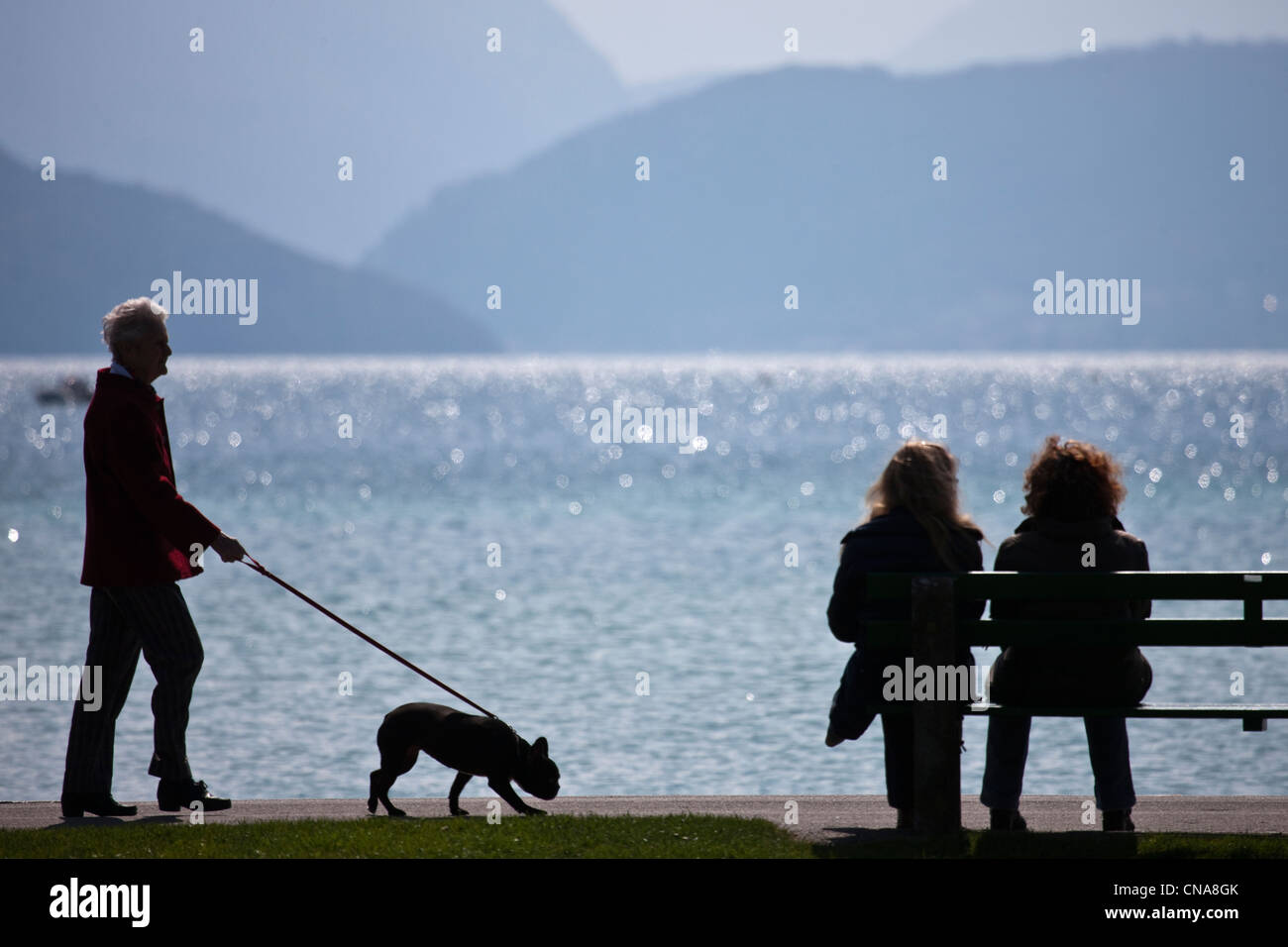 France, Haute Savoie, Annecy, Le Paquier and the shores of Lake Annecy Stock Photo