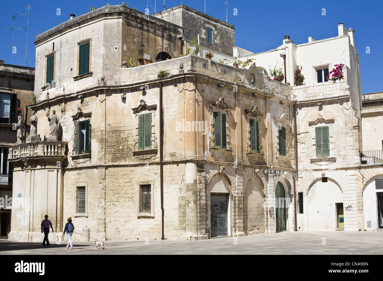 Italy, Puglia, Lecce, Duomo square, 17th century building at the entrance of cathedral square Stock Photo