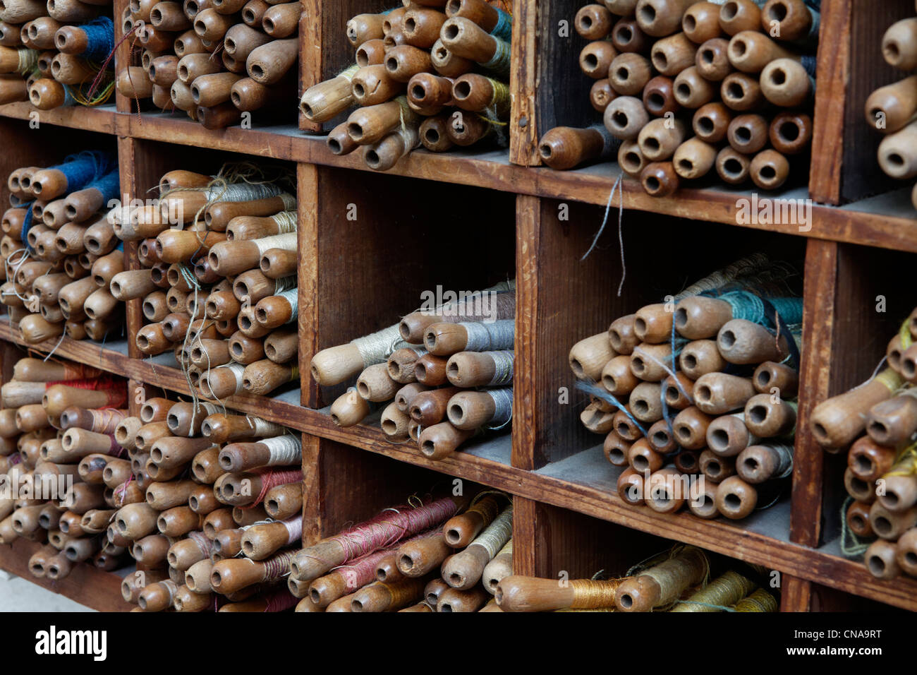 France, Creuse, Aubusson, St Jean Tapestry Factory, Aubusson tapestry work is listed as