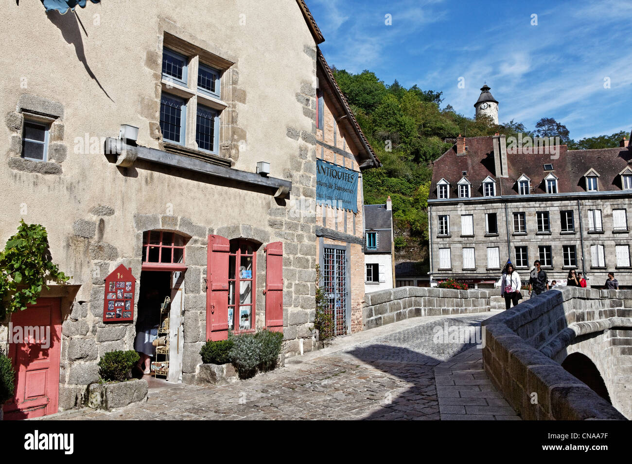 France, Creuse, Aubusson, Medieval bridge, Terrade district Stock Photo