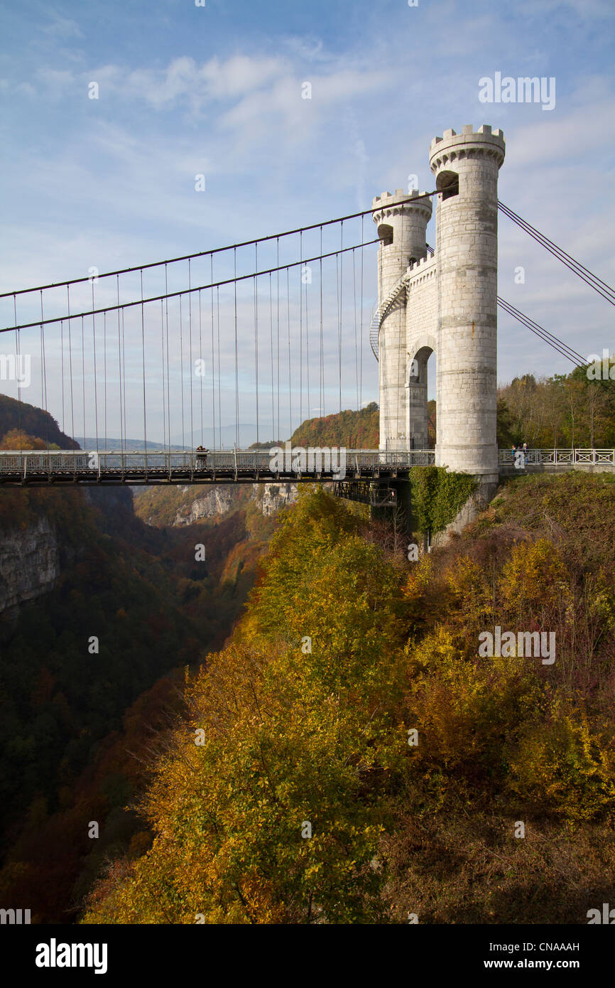 France, Haute Savoie, Cruseilles, the suspension bridge Charles Albert