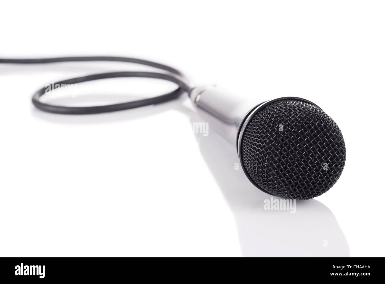 Dynamic microphone with cable - studio shot on white background with ...