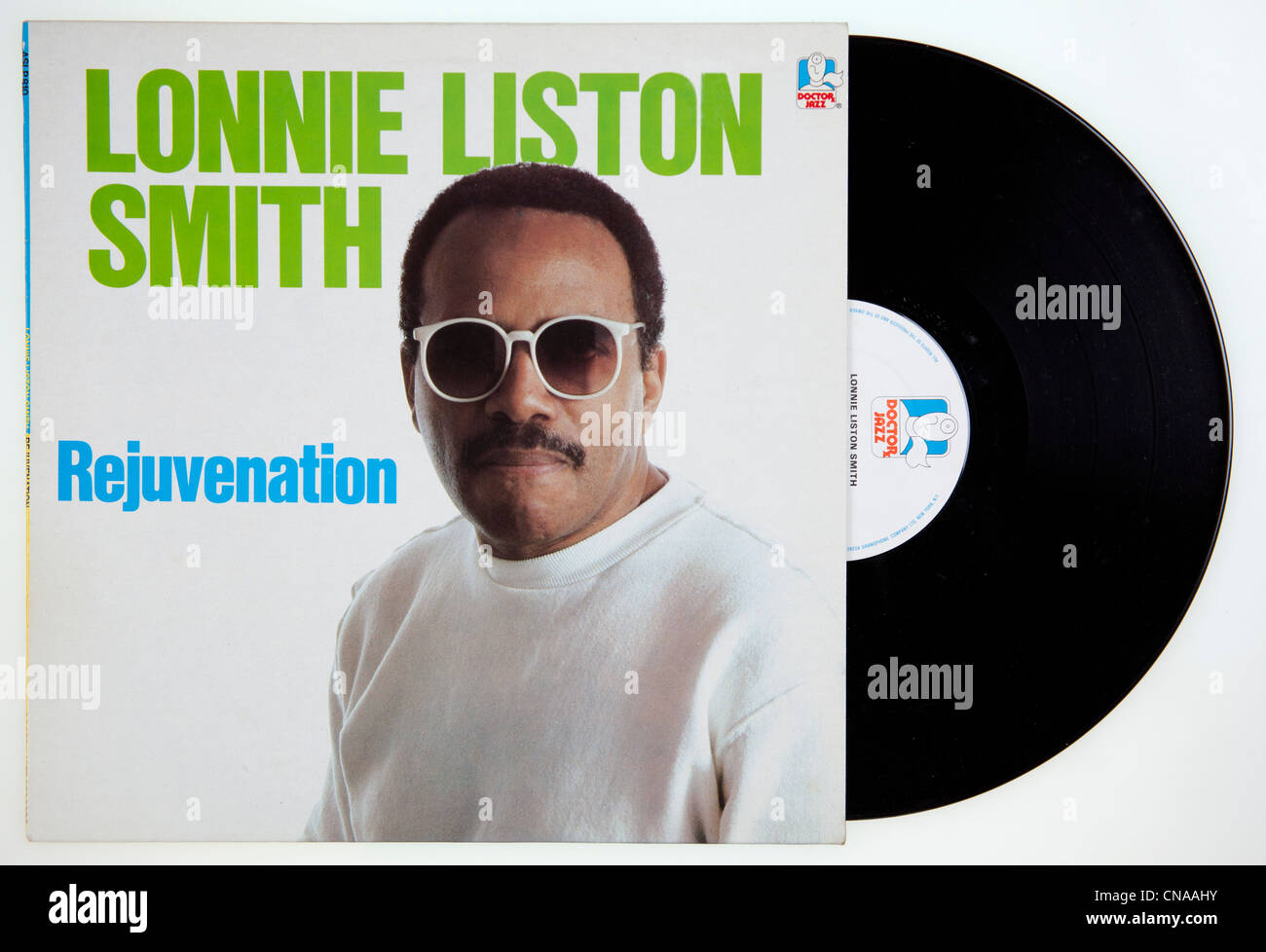 Cover of vinyl album Rejuvenation by Lonnie Liston Smith, released 1985 on Doctor Jazz Records Stock Photo