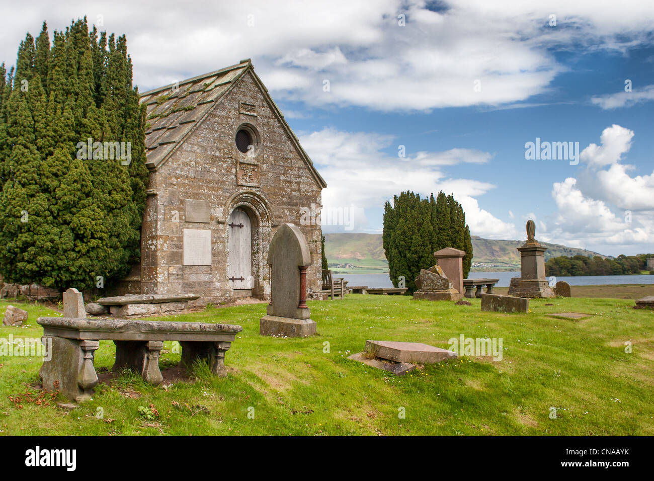 Bruce Mortuary Chapel and Burial Ground on the shore of Loch Leven, Kinross, Scotland. Stock Photo