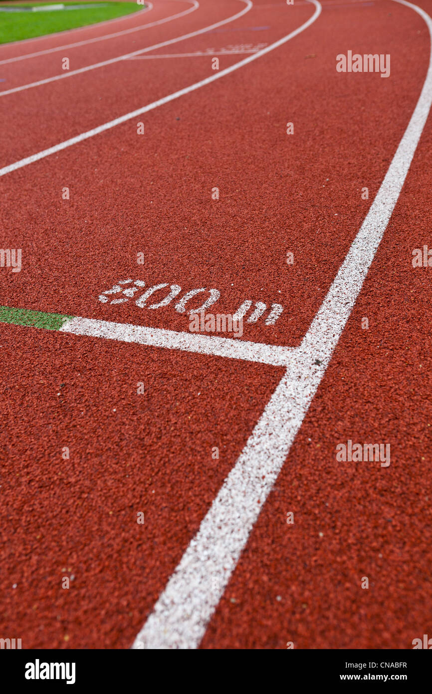 Sport grounds concept Athletics Track Lane Numbers Stock Photo Alamy