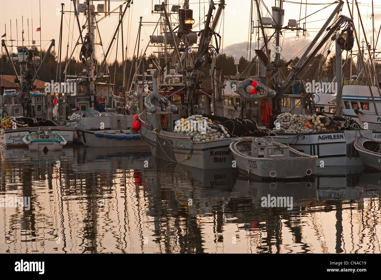 Sac roe herring fishing fleet docked in Thomsen Harbor in Sitka, Alaska
