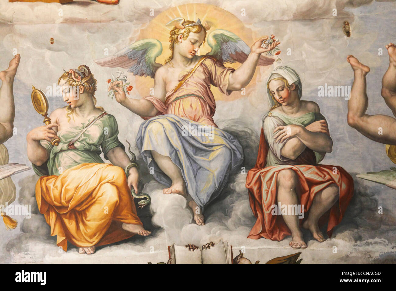 Italy, Tuscany, Florence, historic center listed as World Heritage by UNESCO, frescoes painted by Giorgio Vasari inside the Stock Photo