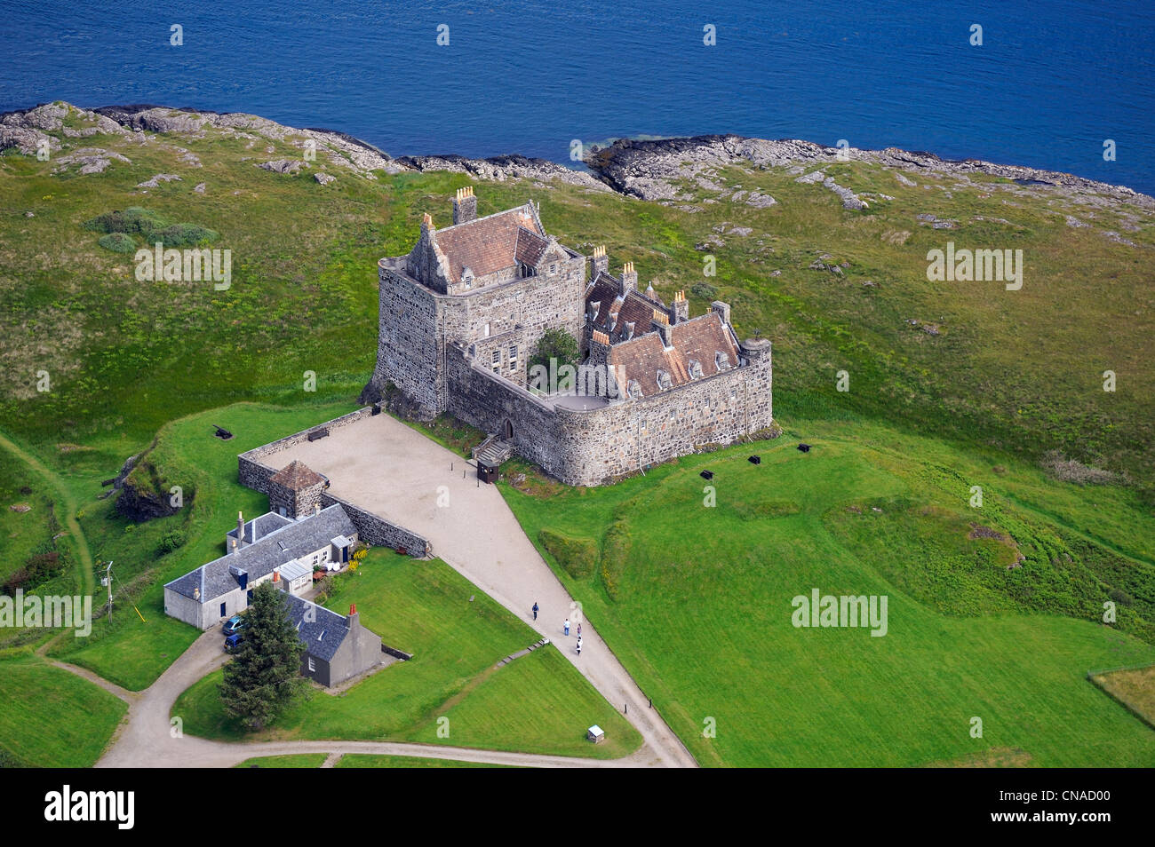 United Kingdom, Scotland, Highland, Inner Hebrides, Isle of Mull, Duart Castle from the Clan Maclean (aerial view) Stock Photo